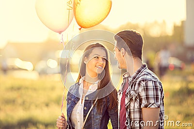 Love couple at romantic dating Stock Photo