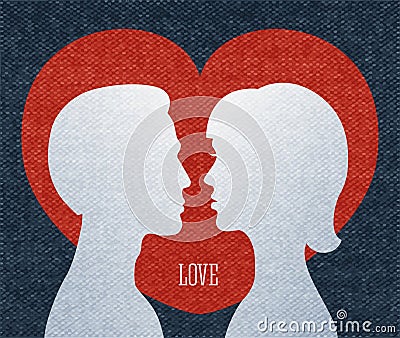 Love couple silhouettes Vector Illustration