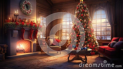 love cozy family christmas Cartoon Illustration