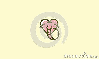 Love cute elephant logo vector icon Vector Illustration