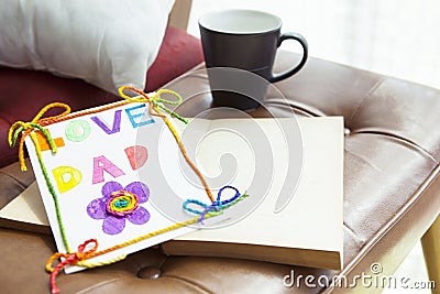 Love dad card hand made of lovely daughter Stock Photo