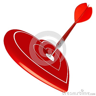 Love, dart hit center of heart, valentine's day Cartoon Illustration