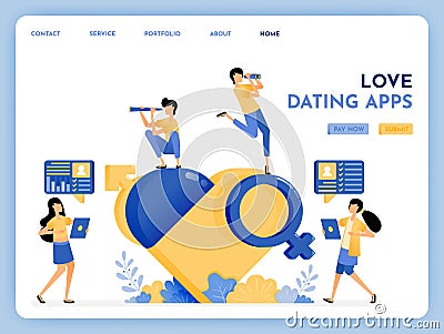 Love dating app to find and seek romantic life partner. 3d sex education symbol of venus, mars, gender, heart. True love with Vector Illustration