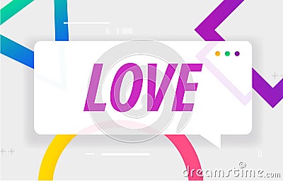 LOVE in design banner. vector template for web, print, presentation . Simple banner with minimal phrase. Trendy flat Vector Illustration