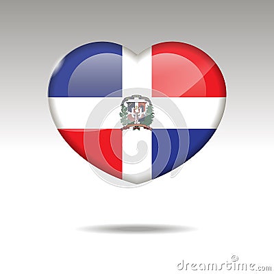 Love DOMINICAN REPUBLIC symbol. Heart flag icon. Vector Illustration