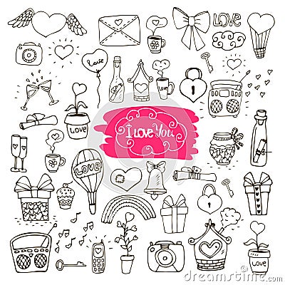 Love doodle icons Vector Illustration