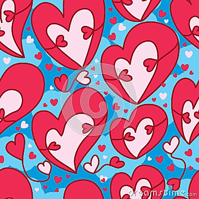 Love double hug sky fly seamless pattern Vector Illustration