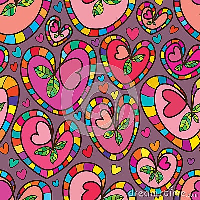 Love double inside growing plant seamless pattern Vector Illustration