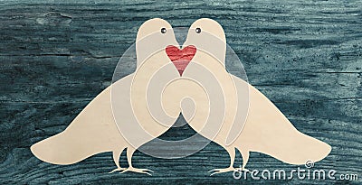 Love dove pigeon bird paper cut silhouette Stock Photo