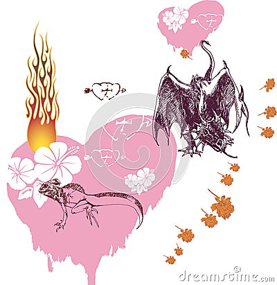 Love dragon 2 Vector Illustration