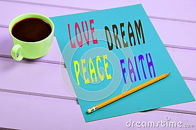 Love Dream Peace Faith Stock Photo