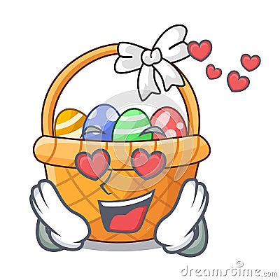 In love easter basket miniature the shape mascot Vector Illustration