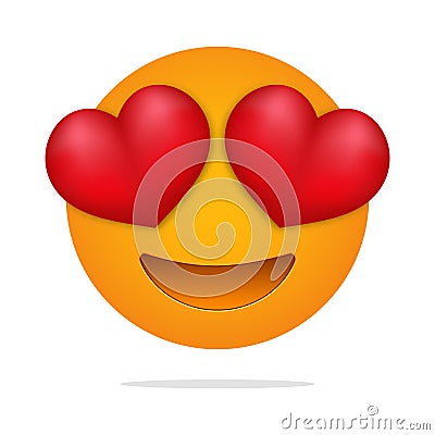 Love emoji . Heart eyes face . Vector Illustration