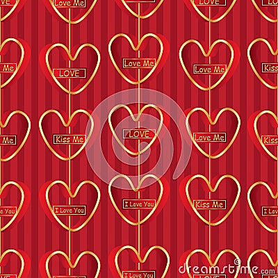 Love English vertical hang seamless pattern Vector Illustration