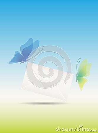 Love envelope with butterflies Vector Illustration