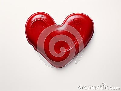 Love in Every Bite: An Artful Heart Made of Ketchup Stock Photo