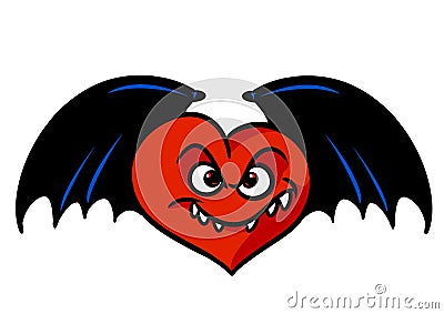 Love evil Red heart black wings character cartoon Cartoon Illustration