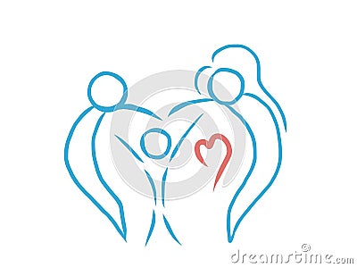 Love family logo abstract artistic drawing Vector Illustration