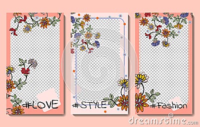 Love Fashion Style templates for Instagram Stories. Vector Illustration