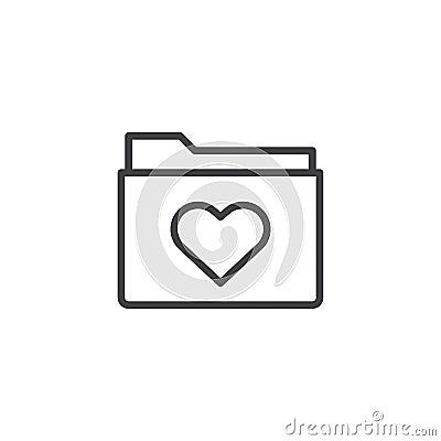 Love favorite folder line icon Vector Illustration