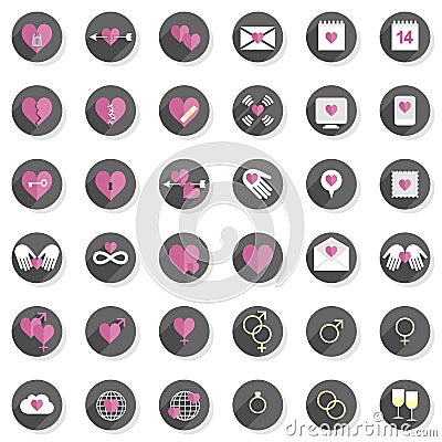 Love feelings heart modern icon set Vector Illustration