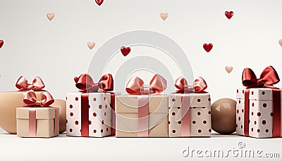 A love filled birthday celebration with cute gift boxes generated by AI Stock Photo