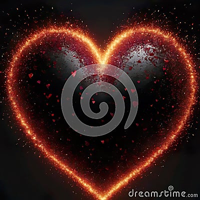 Love-filled heart shaped form on black background Stock Photo