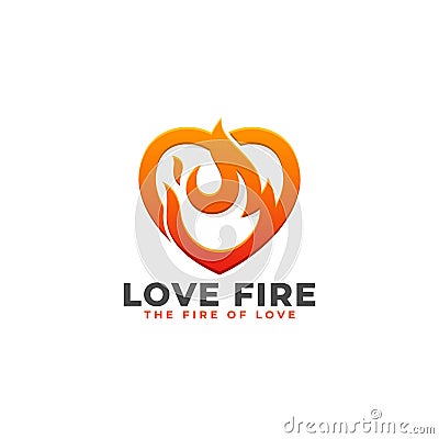 Love Fire - Heart Power Logo Template Vector Illustration