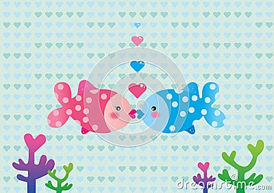 Love fish Vector Illustration