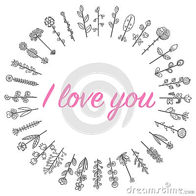 Love flowers sweets frame in a circle Stock Photo