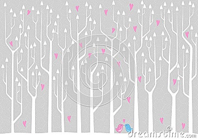 Love Forest Vector Illustration