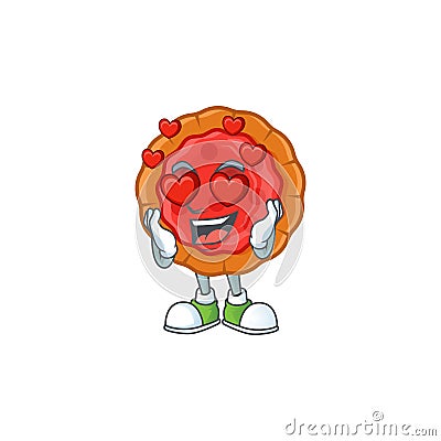 In love fresh cherry pie in the character Vector Illustration
