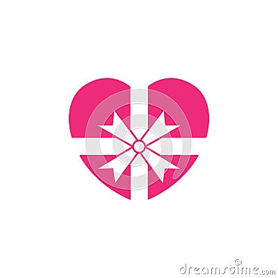 Love with gift tape logo design vector graphic symbol icon sign illustration creative idea Vector Illustration