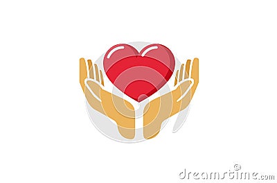 Love Giving Heart Love Hands Holding Logo Vector Illustration