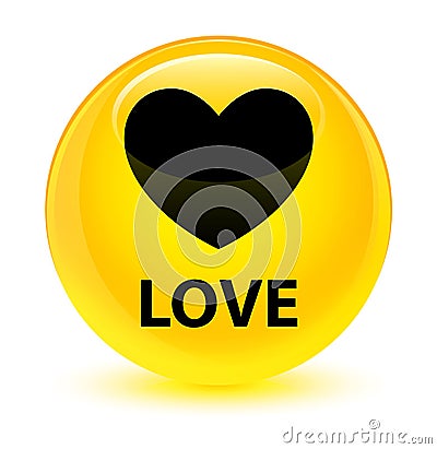 Love glassy yellow round button Cartoon Illustration