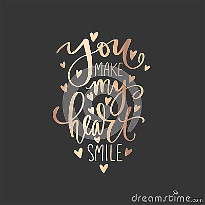 Love golden lettering vector quote. Romantic calligraphy phrase for Valentines day cards, family poster, wedding Vector Illustration
