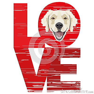 Love Golden Retriever Vector Illustration