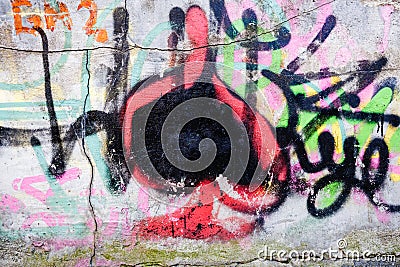Love graffiti art. Unique Art style. Graffiti of heart on a wall. Editorial Stock Photo