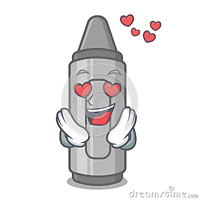 In love grey crayon in the mascot shape Vector Illustration