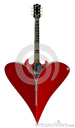 Love Guitar Vector Illustration