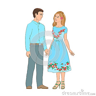 In love guy and girl. Vector Illustration
