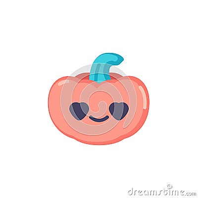 In love halloween pumpkin emoji flat icon Vector Illustration