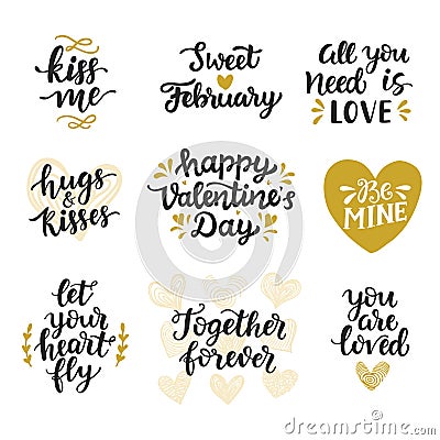 Love hand drawn quotes collection Vector Illustration