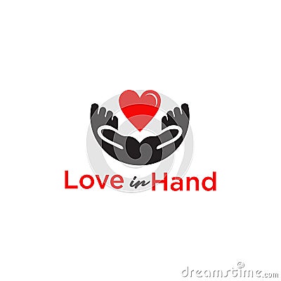 Love in hand logo design vector template Vector Illustration