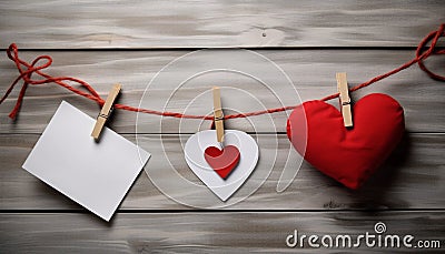 Love hanging in the air, rustic heart shape generated by AI Stock Photo