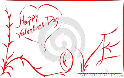 Love Happy Valentine`s day vector illustration card with white background. Vector Illustration