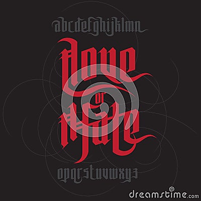 Love and Hate lettering Vector Illustration