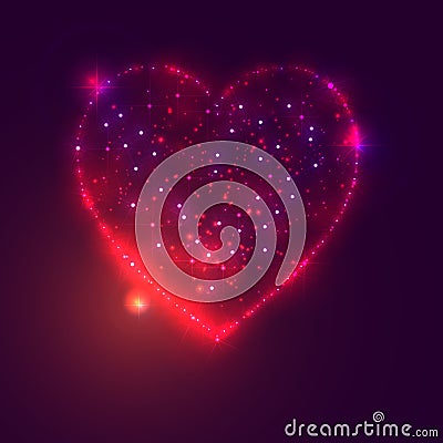 Love heart background from beautiful bright stars Vector Illustration