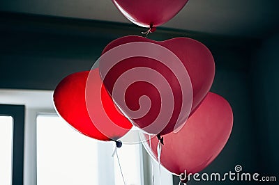 Love Heart Balloons Vintage against window Stock Photo