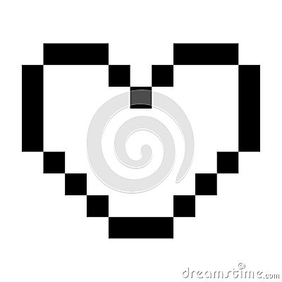 Love Heart Care Icon Pixel Art Style Black Stock Photo